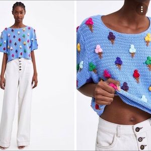 ZARA knitted ice cream top size small
